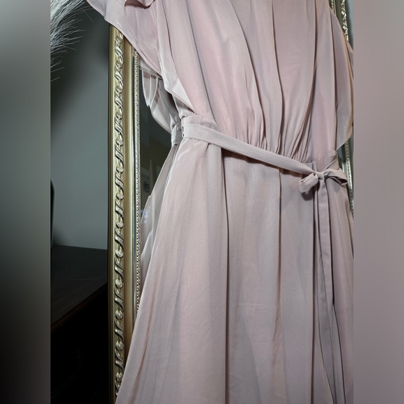 Dusty Rose A-Line Scoop Asymmetrical Bridesmaid Dress with Ruffle – Size 18 - Picture 3 of 10